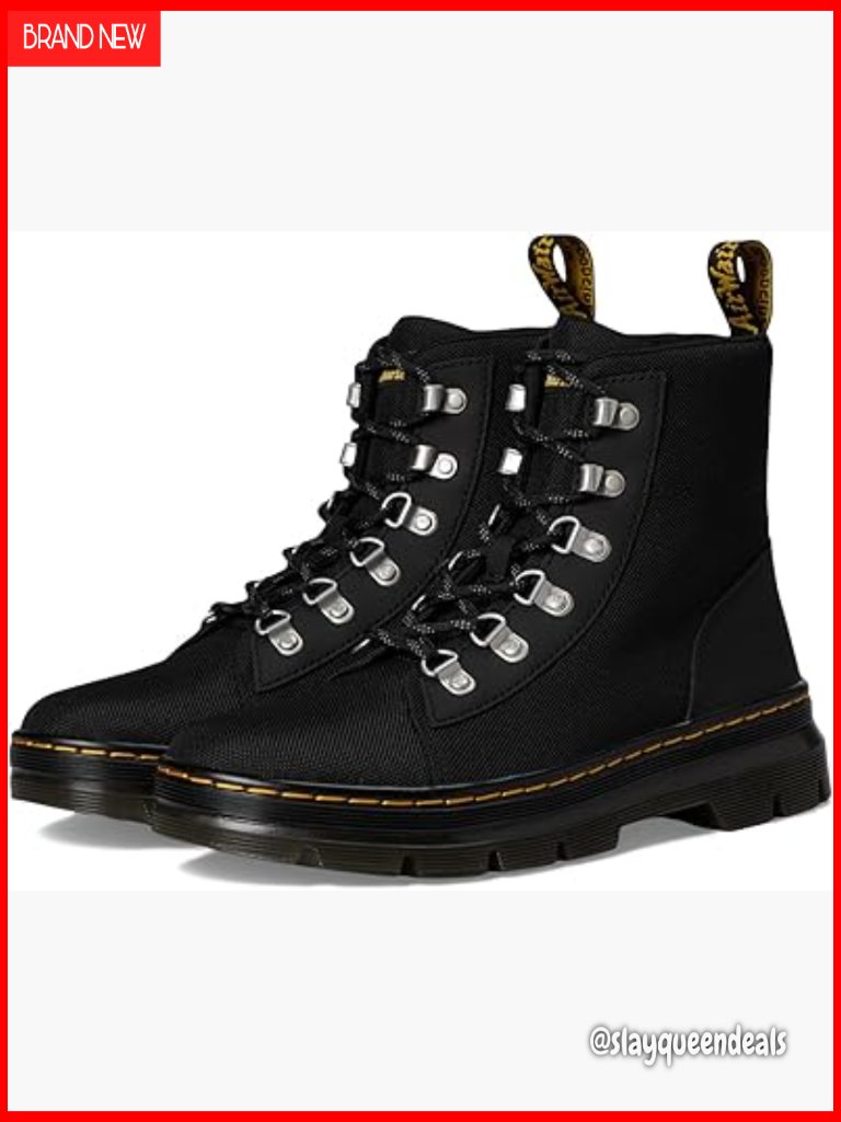 Leather Combat Boots With Block Heel, Ankle Height, Lace-Up Closure